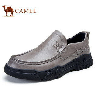 骆驼（CAMEL） 休闲套脚皮鞋圆头舒适通勤商务乐福鞋 A032155510 灰色 39