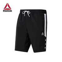 Reebok锐步 运动健身MYTWovenShort男子五分裤训练夏季短裤FVM17 EC0815_黑色/白色 A/S