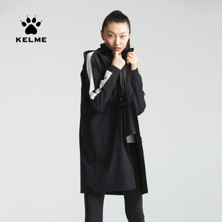 KELME/卡尔美秋冬新款梭织外套女可拆卸下摆两穿夹克撞色运动风衣 黑色 S/155