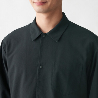 无印良品 MUJI 男式 新疆棉 水洗牛津 方形剪裁衬衫 黑色 S