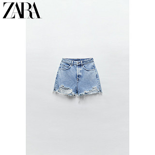 ZARA 新款 女装 破洞装饰高腰短裤 05862158406