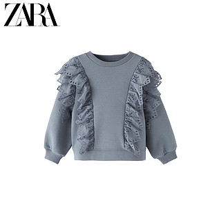 ZARA 新款 童装女童 金色蕾丝荷叶边运动衫 06236700423