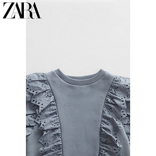 ZARA 新款 童装女童 金色蕾丝荷叶边运动衫 06236700423