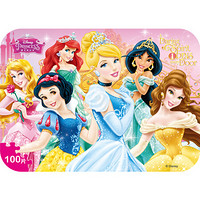 迪士尼(Disney)公主100片铁盒木质拼图玩具 儿童拼图女孩礼物(古部拼图)11DF3603