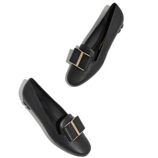 Ferragamo菲拉格慕女鞋平底鞋大号Vara蝴蝶结装饰花朵后跟01N280 684335 37