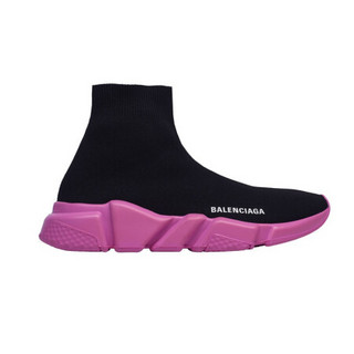 BALENCIAGA巴黎世家女鞋袜靴运动鞋时尚休闲厚底粉色鞋底黑色针织材质 35