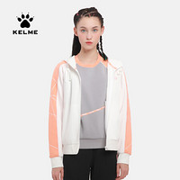 KELME/卡尔美 2020春季新款休闲短款几何线条卫衣外套女连帽外套WT60152001 白色 S/155