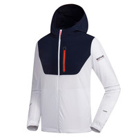 诺诗兰2020春夏新款户外男士旅行休闲连帽防泼水时尚弹力外套 GQ095167 玄青色/亮白色 170