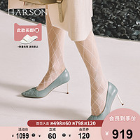 哈森鞋子女2020新款秋季高跟鞋细跟通勤百搭尖头浅口单鞋HL07179