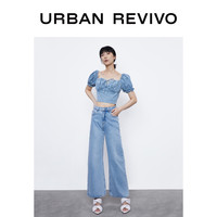UR2020秋季新品女装甜酷时尚灯笼袖短款牛仔衬衫WH28RBME2000
