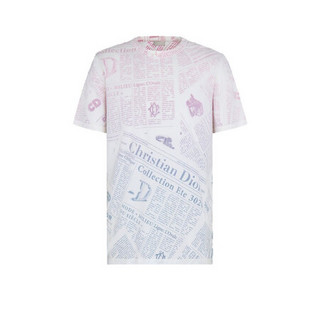 Dior迪奥男装棉质平纹针织 T 恤时尚潮流印花圆领短袖个性上衣 XL