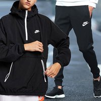 NIKE耐克男士套装2020秋季新款梭织半拉链夹克卫衣针织小脚裤长裤