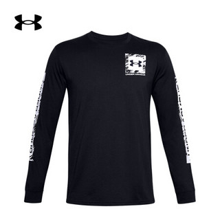 安德玛官方UA Box Logo Sketch男子运动长袖T恤Under Armour1357177 黑色001 S