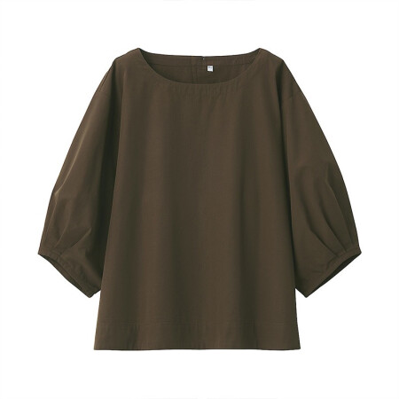 無印良品 MUJI 无印良品 女士五分袖衬衫 BCA17A0A 棕褐色 XS-S