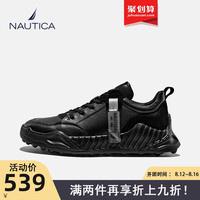 NAUTICA/诺帝卡2020新款黑色手缝真软牛皮男鞋时尚百搭运动休闲鞋