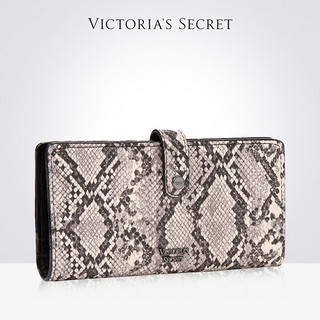 维多利亚的秘密粉色蛇纹长款按扣钱包个性时尚便携女