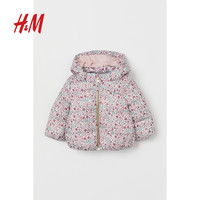 HM 童装女婴幼童宝宝棉服棉袄2020秋装新款连帽棉服 0882050