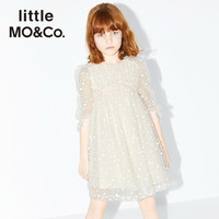 little moco童装2020秋装新款植绒波点女儿童公主网纱连衣裙洋气