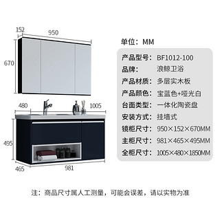 【线下同款】浪鲸卫生间浴室柜组合带镜柜收纳柜洗手洗漱台BF1012