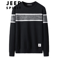 吉普 JEEP 毛衣男2020秋冬男装衣服韩版修身圆领时尚针织衫上衣 MY221317601 黑色 M