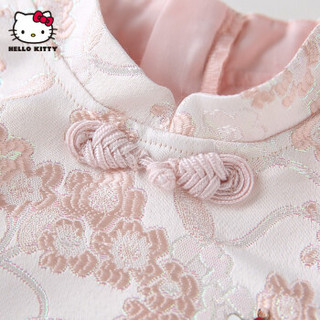 hellokitty童装女童裙子宝宝小女孩2020秋冬新汉服中国风立领连衣裙 柔粉 110