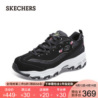 SKECHERS 斯凯奇 女鞋复古老爹鞋 D'lites时尚绣花熊猫鞋休闲鞋11977 黑色/BLK 35.5