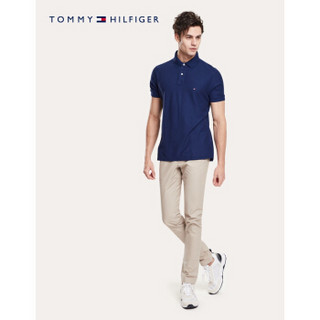 TOMMY HILFIGER男装2020春季纯棉刺绣翻领短袖POLO衫 MW0MW10766 深蓝色C7H M