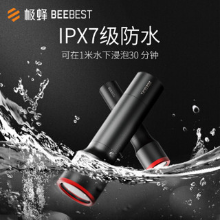 极蜂 BeeBest 强光手电筒F10  高亮远射防水便携家用户外应急灯  进口灯珠自带电池可充电电筒