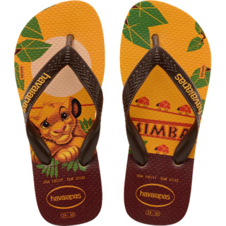 Havaianas哈唯纳Kids Lion king 2020新狮子王合作哈瓦那人字拖童 1652-巴西黄/花卉 适合29-30码