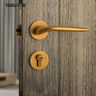 YAGU 亚固 北欧门锁室内卧室房门锁磁吸黄古铜美式分体锁简约锁具套装