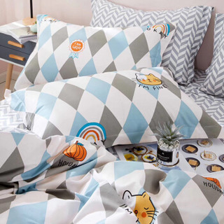 佳佰 四件套 床上用品 被套床单枕套 纯棉可爱卡通 彩虹小猫 适用1.5/1.8米双人床（200*230）