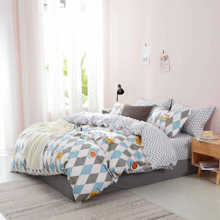 佳佰 四件套 床上用品 被套床单枕套 纯棉可爱卡通 彩虹小猫 适用1.5/1.8米双人床（200*230）