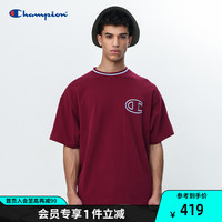 Champion2020新款男士印花LOGO圆领短袖T恤潮流休闲宽松舒适C3-R301 红色 M