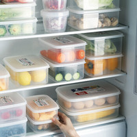 日本进口冰箱保鲜盒塑料密封盒水果蔬菜收纳盒双层沥水盒 3升 4个装