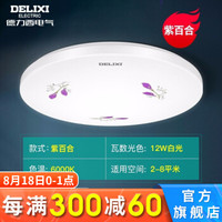 DELIXI 德力西 LED照明现代简约灯饰圆形节能客厅灯卧室灯餐厅灯LED吸顶灯 12W白光/φ28cm/适用2-8㎡