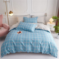 纯棉四件套全棉被套床单简约床上用品 都市格调-蓝 1.8米床 被套200*230，床单230*250