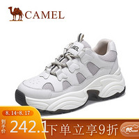 骆驼（CAMEL） 女鞋 日系ins潮夜光条装饰拼接鞋面厚底老爹鞋 A03523652 米色 35