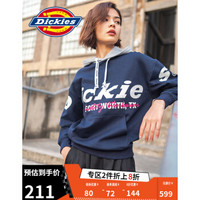 【商场同款】Dickies春夏 撞色拼接假两件卫衣 女式字母印花休闲上衣DK007508 深海军蓝 M