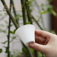 百年利永 景德镇八色釉马蹄杯主人杯手捧杯品茗杯泡茶杯子茶具配件50cc 青白