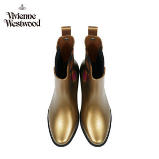 VIVIENNE WESTWOOD(薇薇安威斯特伍德)奢侈品 新品西太后女鞋女装短靴雨靴 金色/黑色 usa8