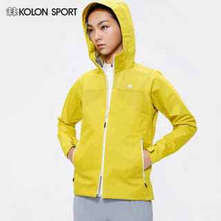 KOLON SPORT/可隆冲锋衣 女子春秋3层防风防水南无提花全压胶硬壳夹克外套cosmo LKJK0MN186-YE 黄色 M/165