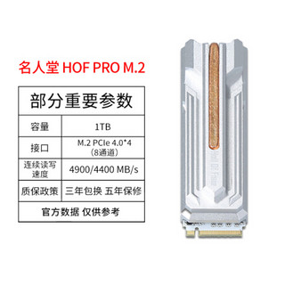 影驰 M.2 NVME 240480256G512G1TB SSD PCIE通道台式机电脑固态硬盘 HOFPro1TB