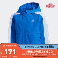 阿迪达斯官方 adidas LK BRAND WV JKT 小童训练梭织夹克EH3924 蓝/白 140CM