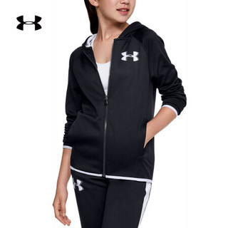 安德玛官方UA Armour女童运动拉链连帽外套Under Armour1325452 黑色002 童XS