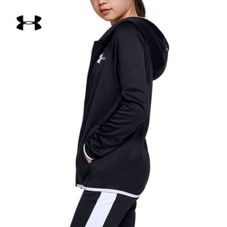 安德玛官方UA Armour女童运动拉链连帽外套Under Armour1325452 黑色002 童XS