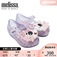 mini melissa梅丽莎2020春夏新品鱼嘴造型卡通搭扣小童凉鞋32770 水晶色/粉色 7