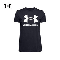 安德玛官方UA Sportsty女子运动短袖T恤Under Armour1356305 黑色001 S