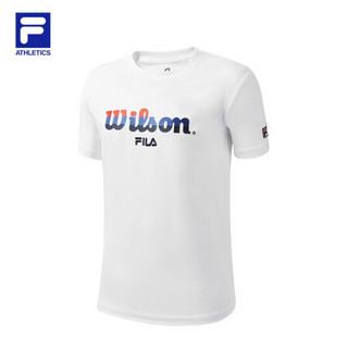 FILA x Wilson联名 斐乐男子短袖T恤2020夏秋季印花时尚运动健身训练上衣 玉石白-WT 190/108A/XXXL