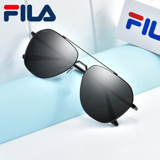 斐乐 FILA 太阳镜男超轻方框偏光太阳眼镜时尚墨镜FLS7377 BLACK