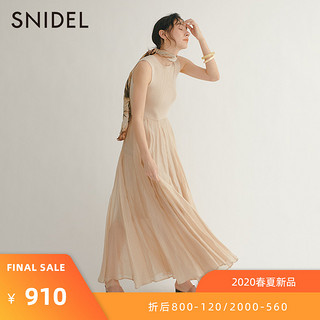 SNIDEL2020春夏新品甜美仙女糖果色针织拼接雪纺连衣裙SWNO202023 薄荷绿  1